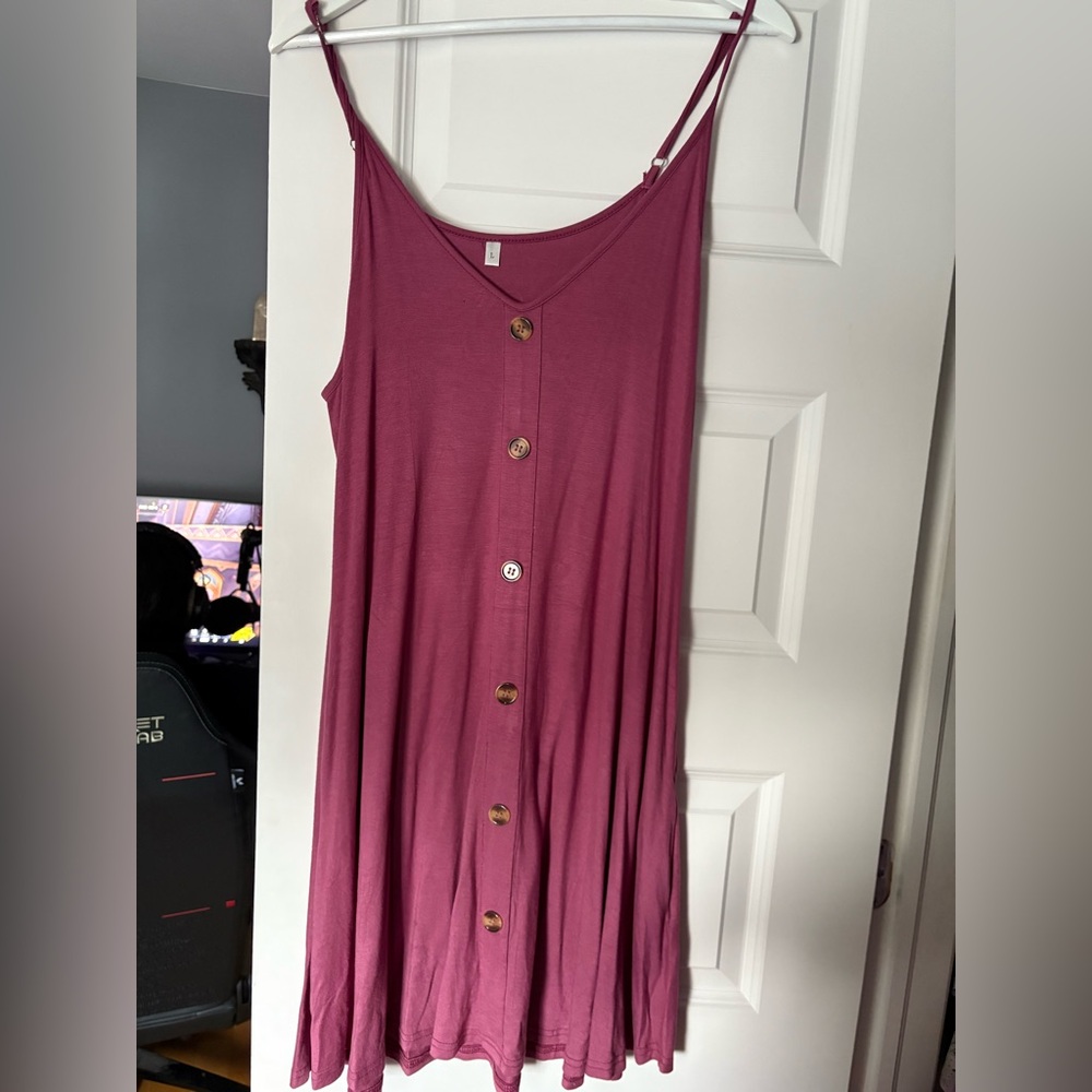 Spaghetti Strap Magenta Summer Dress